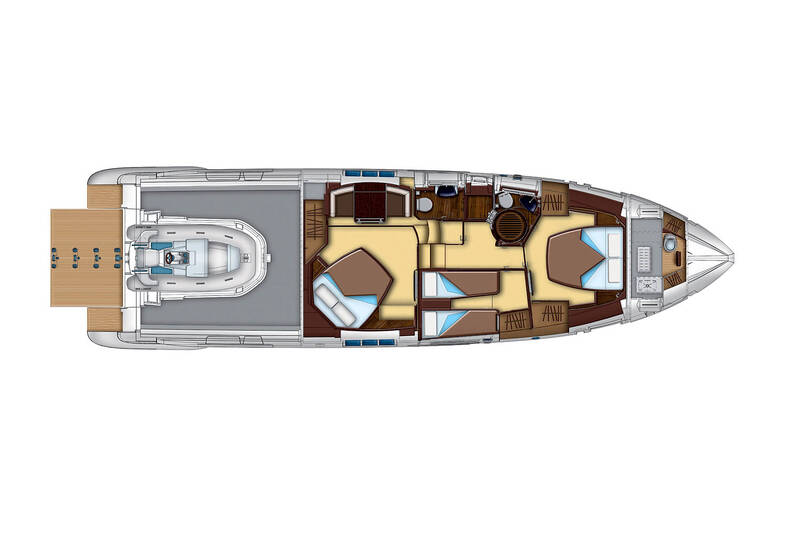 Нижняя палуба (показан гараж) Azimut 55S